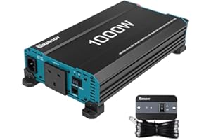 Renogy 1000W Pure Sine Wave Inverter, 2000W Peak 12V DC to 240V AC Solar Power Converter with UK Sockets, UPS Function and Remote Controller for Off-grid, RV, Truck, Boat, Camping, and Home