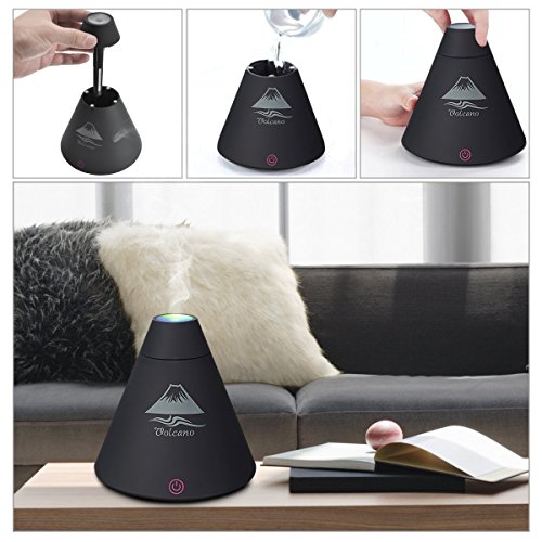 Yinano®Mini Volcano USB Luftbefeuchter Ultraschall Aroma Diffusor Aromatherapy Luftreiniger Nebel Zerstäuber LED Farbwechsel (Volcano Aroma Diffuser, Schwarz) - 8
