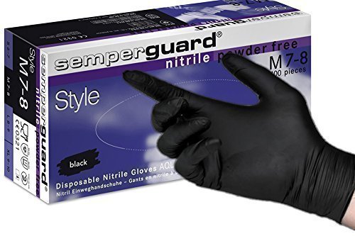 Preisvergleich Produktbild SemperGuard Handschuhe, puderfrei, Nitrilkautschuk, Größe L, Schwarz, 200er-Box