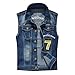 Produktbild Sannysis Herren Jeansjacke Weste Ärmellos Destroyed mit Patch Slim Fit Jeans Jacke Vintage Demin Hoodie Streetwear Outwear Männer Oberteile Tanktop Rock Hip Hop