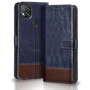 TheGiftKart Mi Redmi 9 / Redmi 9 Activ/Poco C31 Flip Cover Back Case | Leather Finish | Inbuilt Stand & Pockets | Wallet Flip Case Back Cover for Redmi 9 / Redmi 9 Activ/Poco C31 (Blue & Brown)