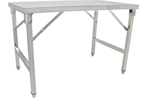 Beeketal 'BA120-70K' Stainless Steel Kitchen Work Table Foldable with 140 kg Load Capacity and Adjustable Feet Dimensions Folding Table Assembled (L x W x H): Approx. 1200 x 690 x 800 mm