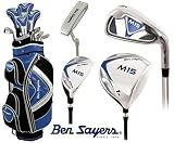 Ben Sayers M15 Complete Golf Club Set Cart Bag Mens New Graphite Shafted Woods and Steel Shafted Irons Head Covers + FREE Ben Sayers Golf Umbrella & Society Pack Worth £24.00