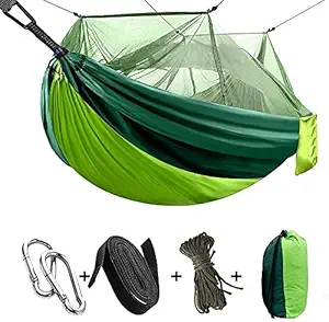 kartfury Camping Hammock with Mosquito Net - Ultra Lightweight & Durable Outdoor Travel Hammock for Camping Hiking Backpacking (Green)