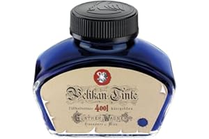 Pelikan® Atrament do piór wiecznych Butelkowy 4001 62,5ml Tusz Kałamarz | Zmywalny Spiralny Intensywny kolor | Kaligrafia Pisanie ręczne Do szkoły Pracy Biura | Królewski Błekit