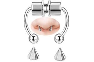 MOTONG Magnetic Septum Nose Ring,Horseshoe Fake Nose Rings,Reusable Fashion Nose Ring,Stainless Steel Faux Septum Rings,Non Piercing Clip-on Nose Hoop Rings for Men Women Gift.