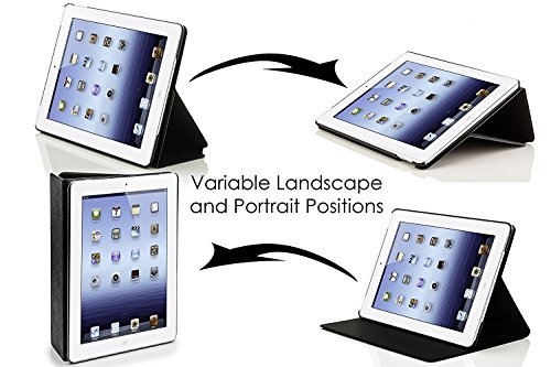 Forefront Cases® Neue Leder Hülle / Tasche / Case / Cover für Apple iPad 2 / iPad 3 / iPad 4 – Rundum-Geräteschutz und intelligente Auto-Sleep-Wake-Funktion mit 3-JAHRES-GARANTIE VON FOREFRONT CASES – inkl. Eingabestift und Displayschutz - 3