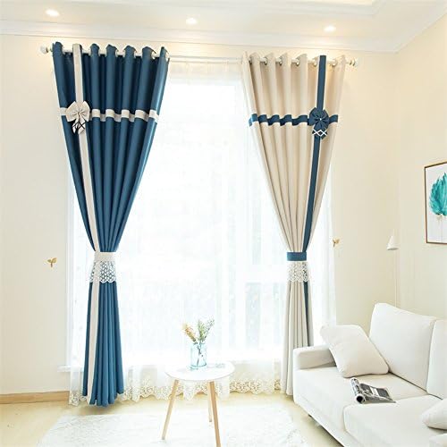 Clichtg Cotton and Linen with White Yarn Opaque Curtains with Eyelets Blackout Curtain Linings Ready Made Seams for Bedroom Living Room Restaurant Balcony 2 245 cm x 140 cm (H x W), Set of 2