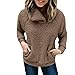 Produktbild TianWlio Damen Herbst Winter Jacken Parka Mäntel Lässige Feste Ständer Warme Wolle Taschen Reißverschluss Sweatshirt Mantel Outwear Tops Kaffee XL