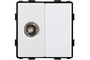 BSEED Marco Interruptor de Pared,Marco de vidrio panel,Compatible con Pulsador, Conmutador y Enchufe Schuko,Fácil de Montar,FK TV,Blanco 86mm