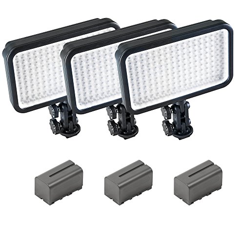 PIXAPRO® LED170 Three Units With Batteries Daylight Dimmable On Camera LED Lighting Video Interview YouTube VLOG *2 Year UK Warranty *Fast Delivery *UK Stock *VAT Registered … (Three Units, With Batteries)