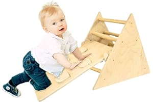 PEKIEDO SWEETME Triangolo Montessoriano Mini per Bambini con Scivolo e Arrampicata, Richiudibile in Legno Naturale, Giochi Educativi per Bambini 1-3 Anni