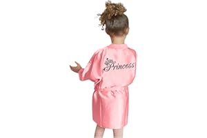 Luckywaqng Seta per bambini e bambine, pigiameria, pigiami, kimono, accappatoio in raso solido per bambini, ragazze, top vestaglia in raso