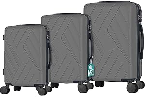 PROVITERA Set 3 Valigie Rigide in ABS, Valigia Rigida 38-59 - 90 Litri, Manico Telescopico, Ruote Easy Roll, Trolley Resistente e Leggero da Viaggio, Bagaglio a Mano (Grigio Chiaro)