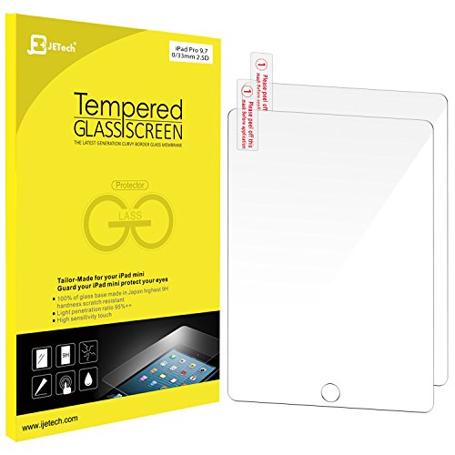 iPad Pro 9.7 Schutzfolie, JETech 2-Pack Gehärtetem Glas Panzersglas Premium Folien Schutzfolie Displayschutz Screen Protector für Apple iPad Pro 9.7" - 0903A