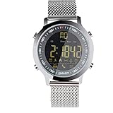 Herren Digital Sport Uhren Multi-Funktion Bluetooth Armbanduhr mit Wecker Stoppuhr Schrittzähler Kalorienzähler Entfernungsberechnung Outdoor 5 ATM Wasserdichte Jungen Digitaluhren für Herren (Silber)