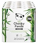 Natural Sustainable Toilet Roll Paper Tissue Made From 100% Bamboo - Eco friendly, Luxury Quality - Soft, Hypoallergenic, Anti-bacterial - 3ply - 45 Rolls