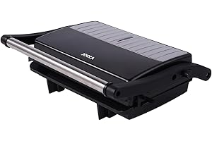 JOCCA - Panini Grill 2 Fette/Apertura 180º/Antiaderente/Potenza 1000 W/Paniniera, Grill, Griglia, Piastra Elettrica/Manico Cool Touch/Luci di accensione (Nero)