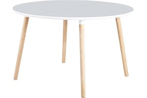 Miroytengo Mesa Comedor Extensible Copo Blanco Mate y Haya 140-180x100 cm