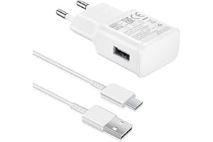 SAMNEER Wtyczka ładowarki USB, szybka ładowarka, zasilacz sieciowy z kablem USB C, kompatybilna z Samsung Galaxy A52, A52S, A53, A33, S21, S20 FE, S10, S9, S8 Plus, Z Flip3, Z Fold3, M53 5G i innymi smartfonami (biała)