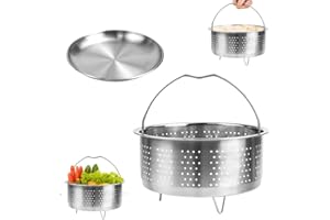 LPAMABA Cestello per Cottura in Acciaio Inox Cestino per Cottura a Vapore con Maniglia per Maggior Parte delle Pentole a Pressione, Cuociriso, 17.5 * 7CM