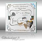 Motivspiegel Silberhochzeit 3 silberne Hochzeit Geschenk Wandspiegel Spiegel mit Gravur Wandbild (30x30cm) - 5