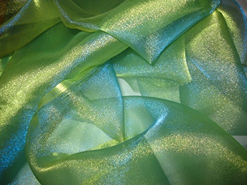 CRYSTAL Organza Stoff GRÜN BLAU Meterware GLITZEROPTIK
