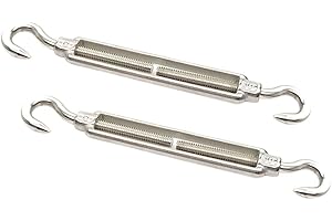 Rainmae 2 Packs M8 Turnbuckle Wire Tensioner,304 Stainless Steel Adjustable Turnbuckle Hook Rope Cable Tension Set for Heavy Duty Sun Shade Sail Fixing Kit