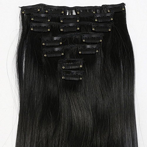 Neverland Beauty 7 Tressen Haarverlangerung Glatt Clip In Ombre Extensions Haarverdichtung Licht Auburn Naturliche Schwarz Silbergrau … - 4
