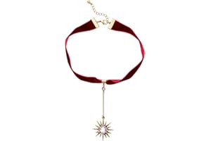 HMOOY Colliers Multicouches Pour Femmes Gothique Tour De Cou En Couches Collier Vintage Étoile Avec Larme À La Main Chaîne En Cuir Velours Ras Du Cou Colliers Pour Femmes Bijoux