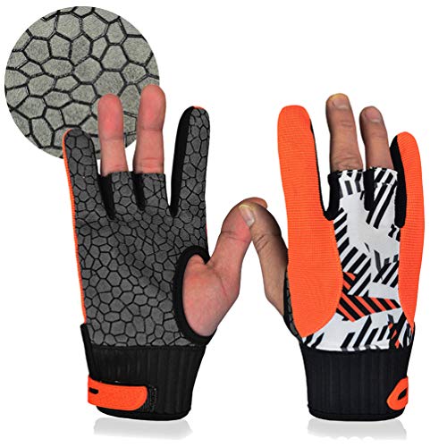 Gants à Bowling, 2Pcs Accessoires à Bowling, Gants à Sport Instruments Professionnels Anti-Dérapants Orange Anti-Dérapants