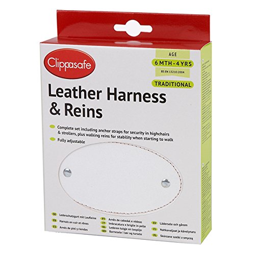 VeKa Classic Collection Adjustable Leather Baby Harness & Reins by Clippasafe - White