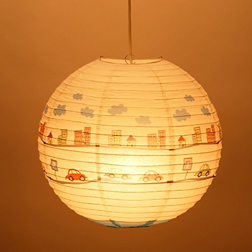 MIA Light Auto Papier Kugel Hänge Leuchte Ø400mm/ Kinder/ Blau/ Pendel Lampe Hängelampe Hängeleuchte Kinderlampe Kinderleuchte Kinderzimmer Kinderzimmerbeleuchtung Kinderzimmerlampe Kinderzimmerleuchte Papierkugel Papierlampe Papierleuchte Pendellampe Pendelleuchte - 6