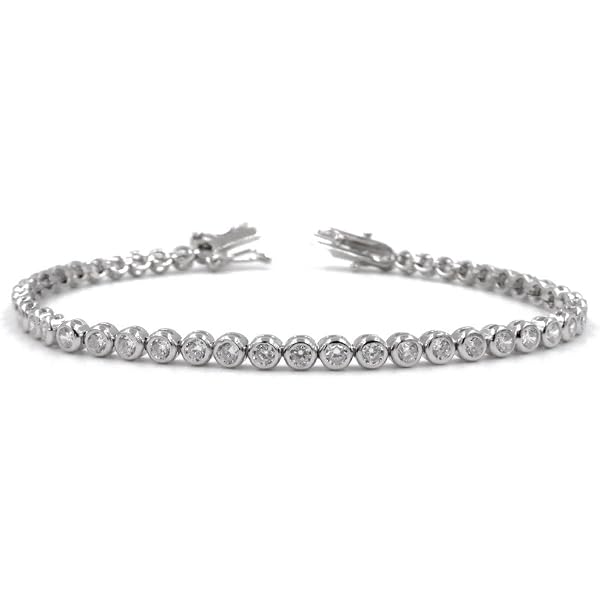 Bracciale tennis carre mm 4 in argento 925 rodiato con zirconi bianchi in taglio brillante cm 19