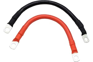 EUNEWR 2 sztuki kabli do akumulatora z końcówkami pierścieniowymi M10/M8, miedziane, 12 V/24 V, uniwersalny kabel do akumulatora motocyklowego, do akumulatora samochodowego, kabel masowy do samochodu