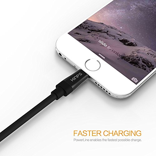 iPhone 5 Kabel, Kinps [Apple MFi Zertifiziert] 3m Extralang Lightning Kabel Ladekabel Datenkabel für iPhone 6/ 6s / 6 Plus / 6s Plus / 5s / 5c / 5,iPad mini, iPad Air / iPad Air 2 (Schwarz) - 4