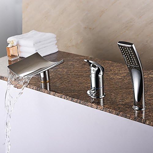 3 Holes Waterfall Mixer Faucet Bathtub Tap Rainshower Handshower Set Bath Shower Bathroom Fitting Chromed