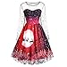 Produktbild Luckycat Damen Vintage Frohe Weihnachten Print Langarm Mesh Abend Party Kleid Abendkleider Cocktailkleid Partykleider Blusenkleid Mode 2018