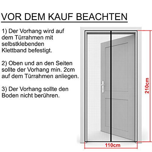 Fliegengitter Tür von INSECT-X, Insektenschutz für Balkontür und Terrasentür, Fliegengittertür Fliegenvorhang | hochwertige Ausführung | ohne Bohren | Fliegennetz Vorhang für Türen zum Schutz vor Insekten wie Fliegen und Mücken - 6