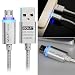 Produktbild Demiawaking Micro USB Kabel mit Metallstecker + Led Licht + Nylonmantel/ besonders strapazierfähig für Android, Samsung, HTC, Nokia, Sony und Andere, 1 Meter (Silber)