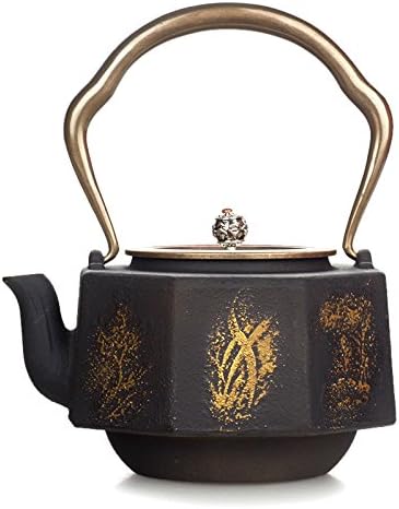 Japan Cast Iron Kettle Octahedral Uncoated Copper Cover Iron Teapot 1.4L Iron Teapot