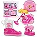 Produktbild WoBoSen Sortierte Kids Küchengerät Spielzeug mit Entsafter, Nähmaschine, Toaster, Staubsauger, Spielzeug Küchen Sets mit Licht und Ton für Mädchen Jungen (Rosa)