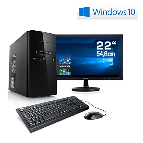Entertain PC - IDV A4-5300 inkl. Windows 10 Home - AMD Dual-Core A4-5300 2x 3400 MHz, 4GB RAM, 500GB HDD, 300MBit/s WLAN, 10in1 CardReader - 22" LED Monitor, Tastatur-Maus-Set