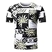 Produktbild JIANGfu 2018 Herren Casual African Print O Neck Shirt  Men Rundhalsausschnitt Slim Fit Short Sleeves Personality Kleidung Herren atmungsaktiv T-Shirt Vest Blouse (Schwarz, M)