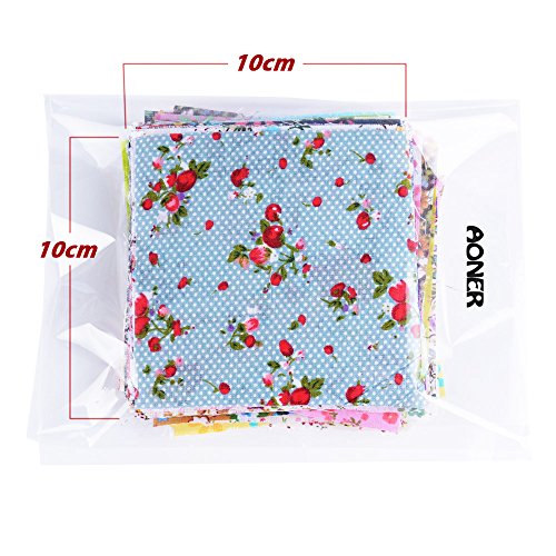 (100% Baumwolle) 100 Stück Patchwork Stoffe 10 x 10 cm Bunte Baumwollstoff Set Stoffpaket DIY Baumwolltuch Stoffreste Paket Stoffpakete in zufälligen Muster und Farbe - 5