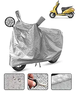 Spaiko Waterproof Scooty Cover for Honda Activa 5G Scooter Body Cover Heat Resistant Metallic Silver Mirror Pocket with Soft Cotton Lining (Triple Stitched)