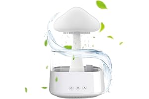 Auveach Luftbefeuchter Humidifier, 7 Farben LED Nachtlicht-3 Leistungsstufen| 5H Timer| Regentropfen Geräusch für Zuhause Büro Yoga Schlafzimmer-Weiß