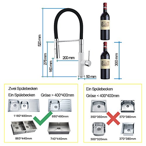 Homelody 360° Drebar hoher Auslauf Küchenarmatur Schwarz Armatur Küche Wasserhahn Mischbatterie Spültischarmatur und Einhebelmischer Küche - 2