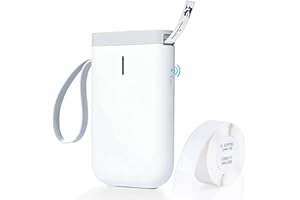 Vetbuosa D11 Label Maker Wireless Bluetooth Portable Thermal Label Printer Compatible with IOS and Android System, Suitable for Home, Office, School, Supermarket (White, With 1 Roll Paper)