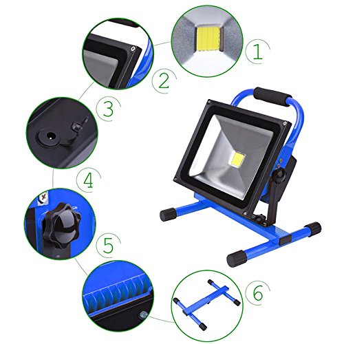MCTECH® 50W Kaltweiß Blau Handlampe LED AKKU Arbeitsscheinwerfer Beleuchtung Outdoor Lampe Flutlicht - 8